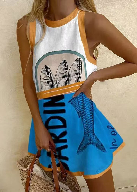 Isoria | Mini jurkje met blauwe print